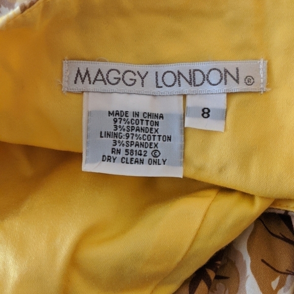 Maggy London Yellow Floral A-Line Cotton Dress 8 - Picture 6 of 8